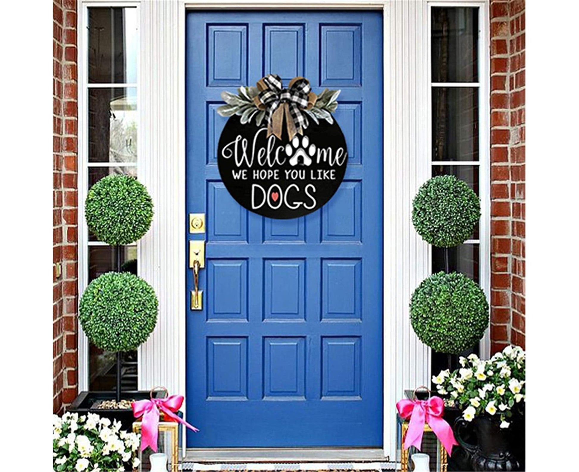 Door Sign Long Lasting Multifunctional Round Welcome Hanging Home Sign for Home-Black V1263-JX-577