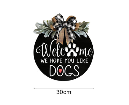 Door Sign Long Lasting Multifunctional Round Welcome Hanging Home Sign for Home-Black V1263-JX-577