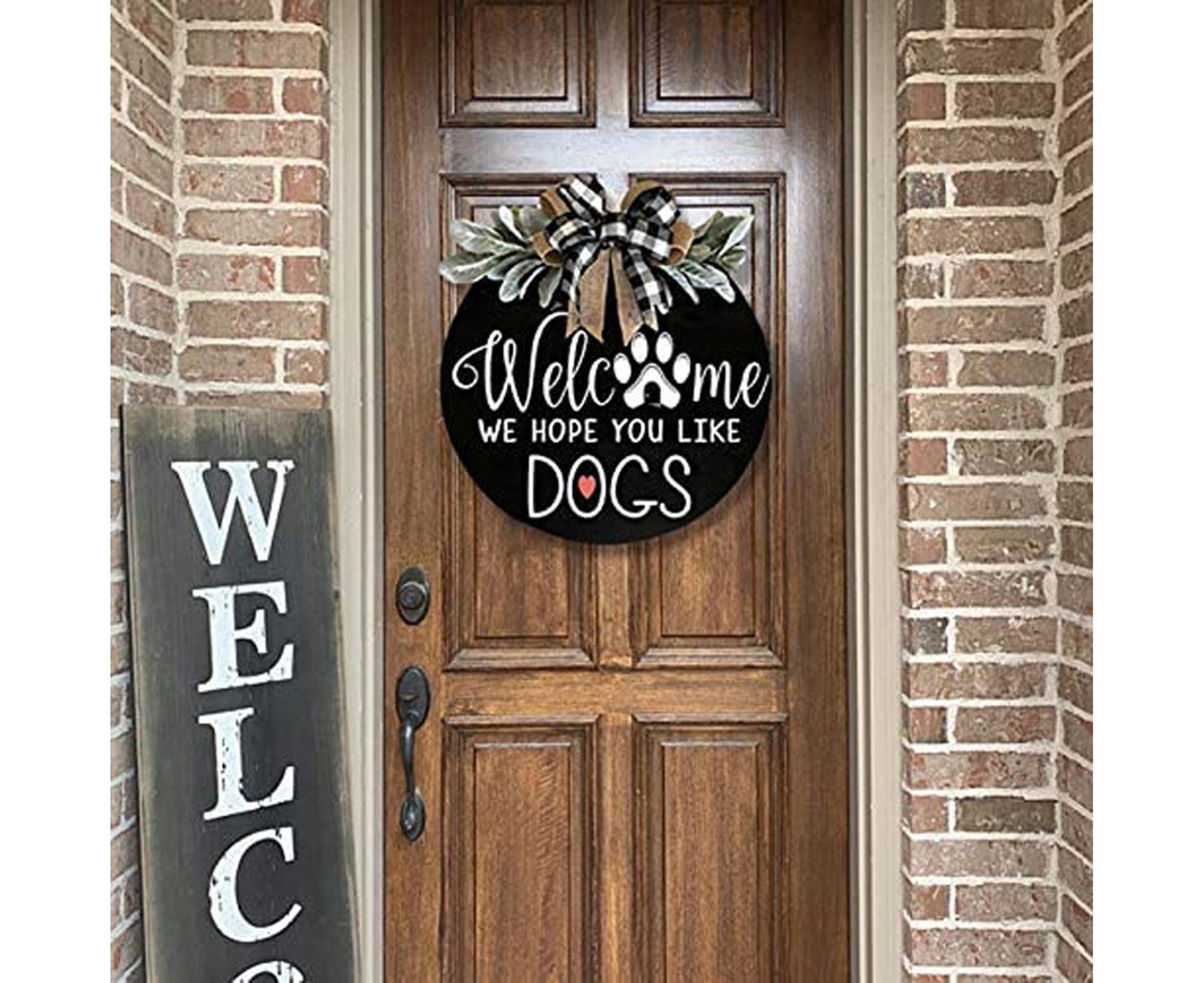 Door Sign Long Lasting Multifunctional Round Welcome Hanging Home Sign for Home-Black V1263-JX-577
