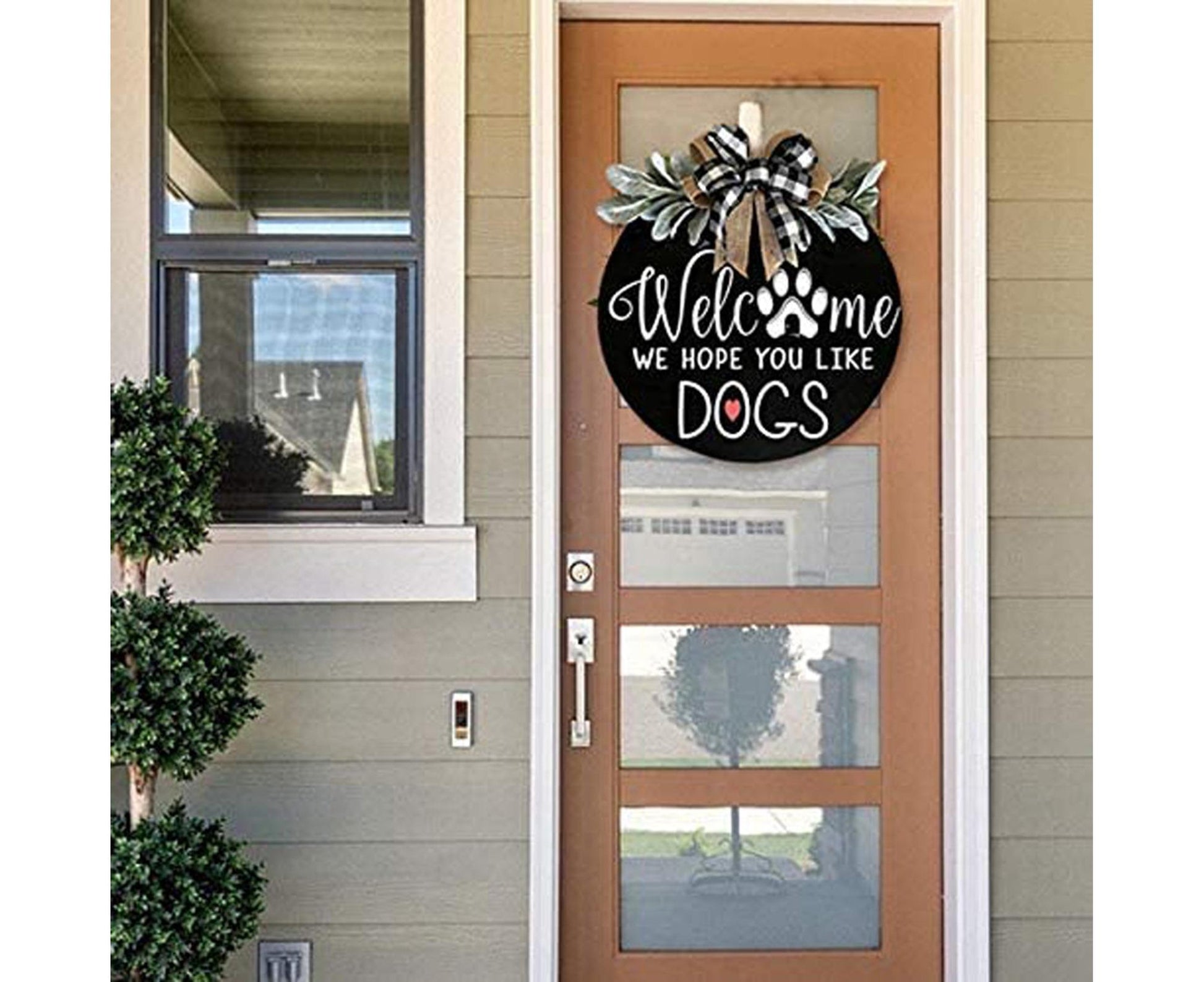 Door Sign Long Lasting Multifunctional Round Welcome Hanging Home Sign for Home-Black V1263-JX-577