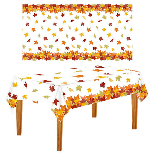 Thanksgiving Tablecloth Maple Leaf Accessories Holiday Party Background Wall Table Decoration 137*274cm V1263-JX-5772