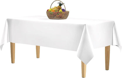 5 Pack Premium White Plastic Tablecloth - 108 x 54 in V1263-JX-5773