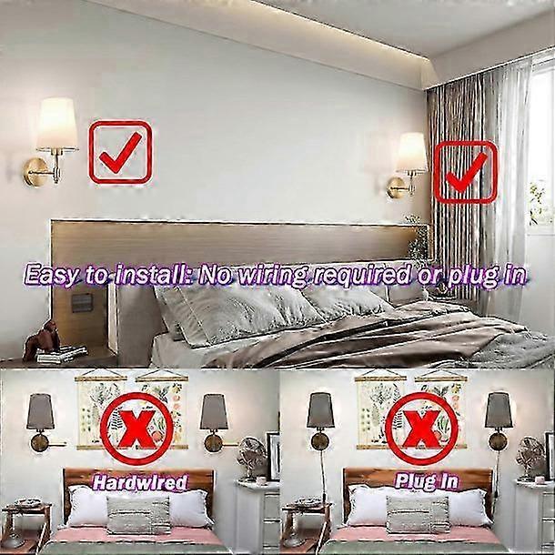 Battery Operated Wall Sconces Set of 2, Rechargeable Cordless LED Lights V1263-JX-5775