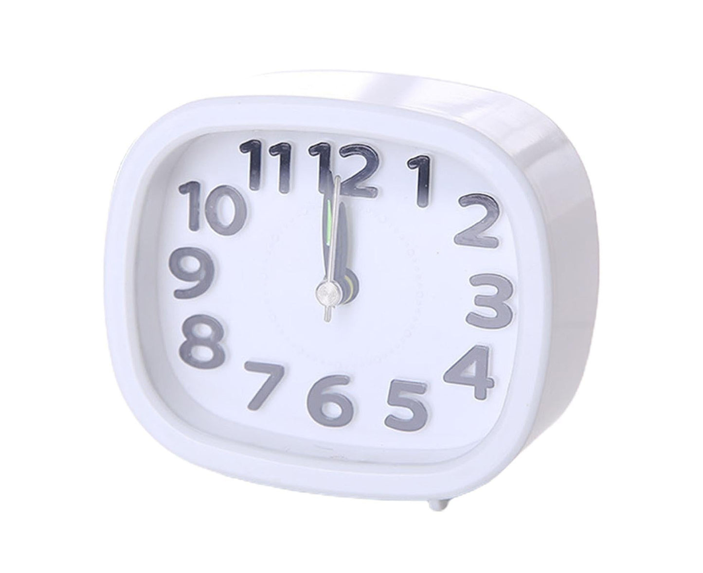 Table Clock Low Noise Multi-functional Round Small Bedside Analog Alarm Clock for Daily Use - White V1263-JX-578
