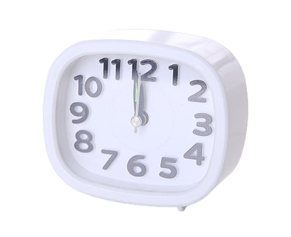 Table Clock Low Noise Multi-functional Round Small Bedside Analog Alarm Clock for Daily Use - White V1263-JX-578
