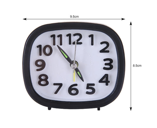 Table Clock Low Noise Multi-functional Round Small Bedside Analog Alarm Clock for Daily Use - White V1263-JX-578