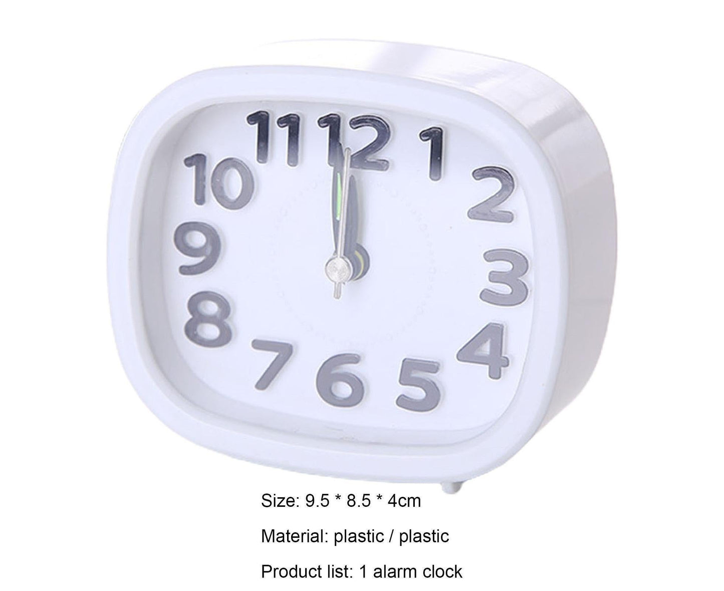 Table Clock Low Noise Multi-functional Round Small Bedside Analog Alarm Clock for Daily Use - White V1263-JX-578