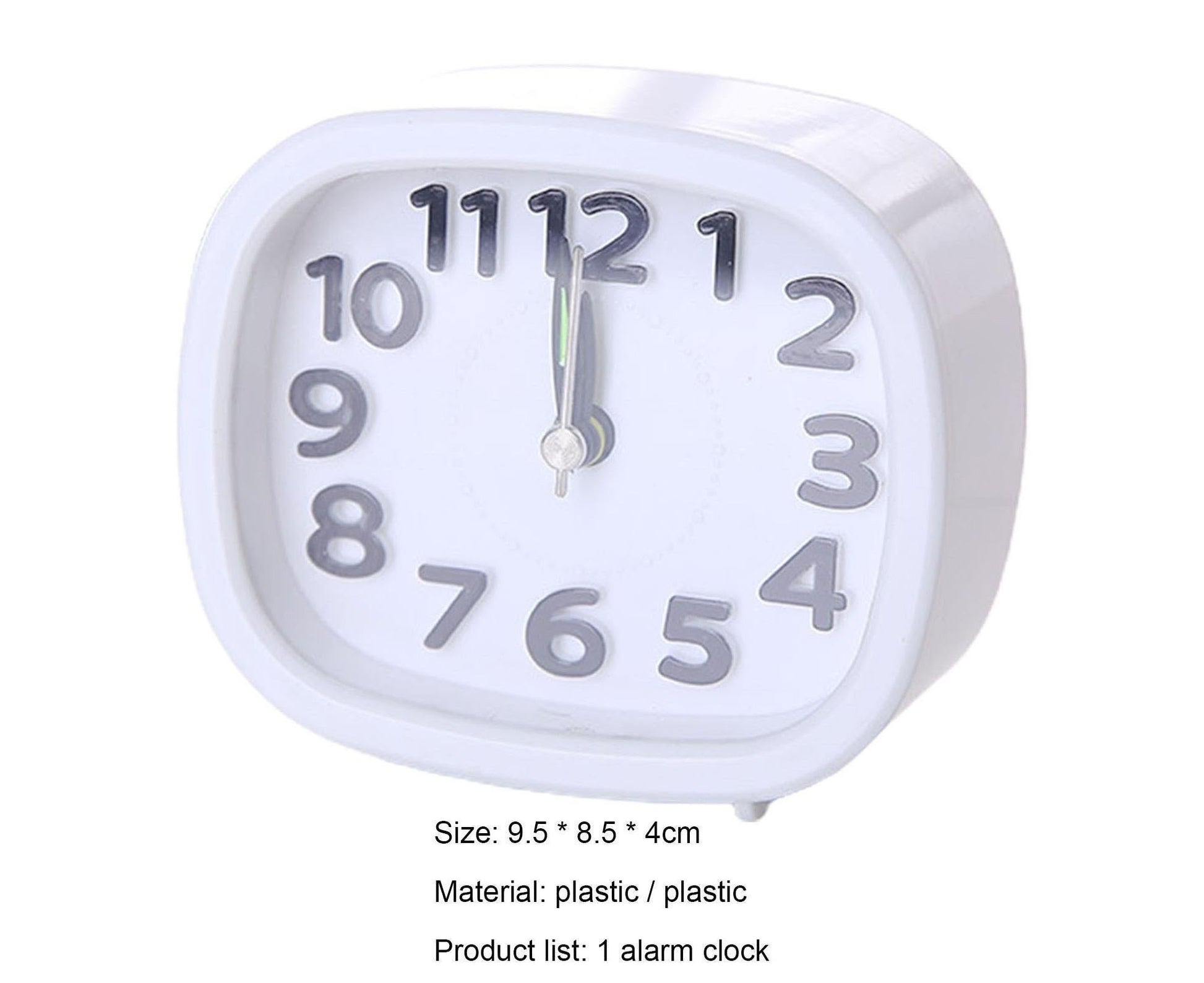 Table Clock Low Noise Multi-functional Round Small Bedside Analog Alarm Clock for Daily Use - White V1263-JX-578
