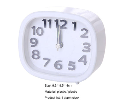 Table Clock Low Noise Multi-functional Round Small Bedside Analog Alarm Clock for Daily Use - White V1263-JX-578