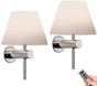 Battery Operated Wall Sconces Set of 2, USB Rechargeable Wireless Lamps, Remote, Linen Shade V1263-JX-5781