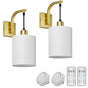 Battery Operated Wall Sconces Set of 2, Dimmable Wireless LED Lights, Remote, Gold V1263-JX-5783