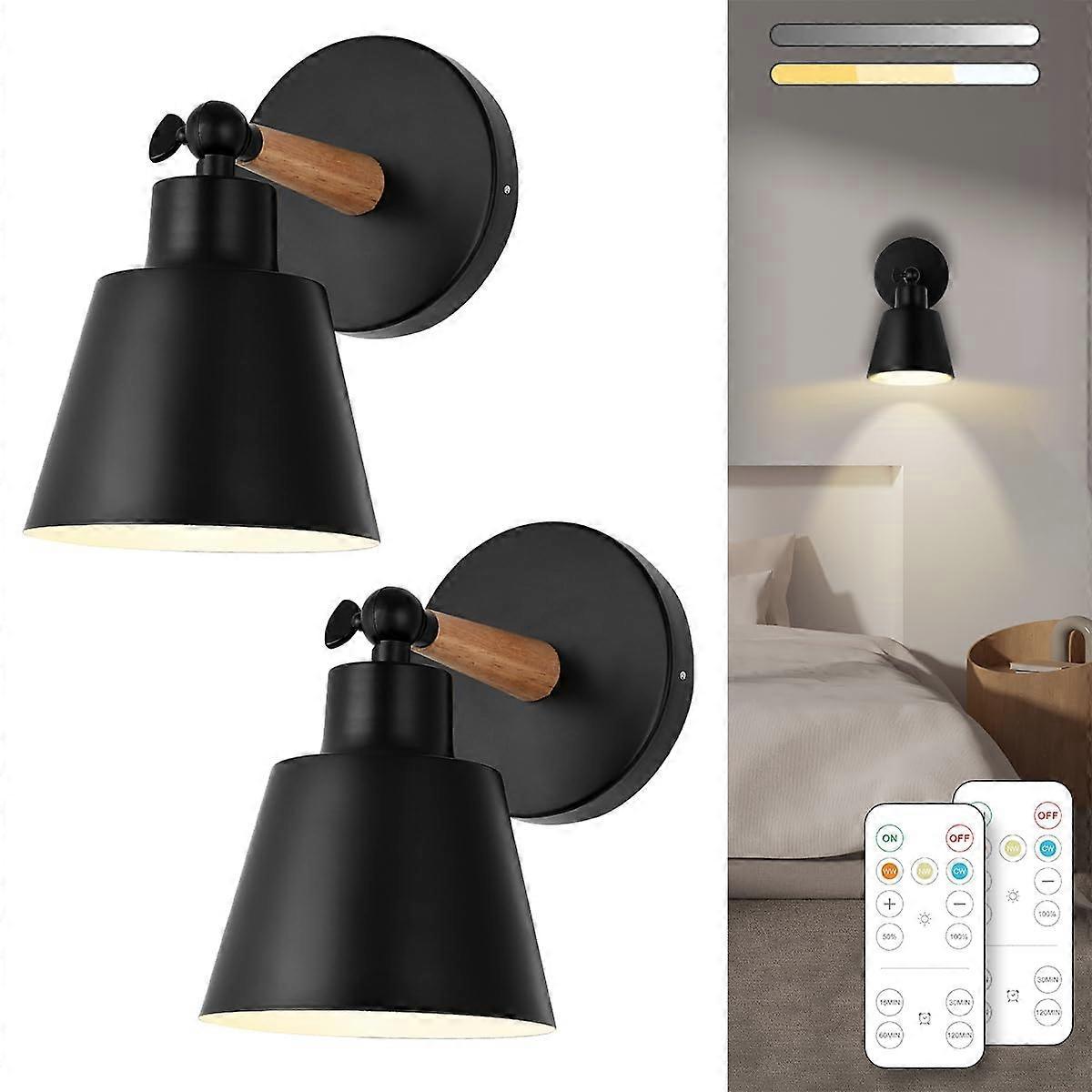 Battery Operated Wall Sconce Set of 2, Wireless LED Light with Remote, Dimmable V1263-JX-5784