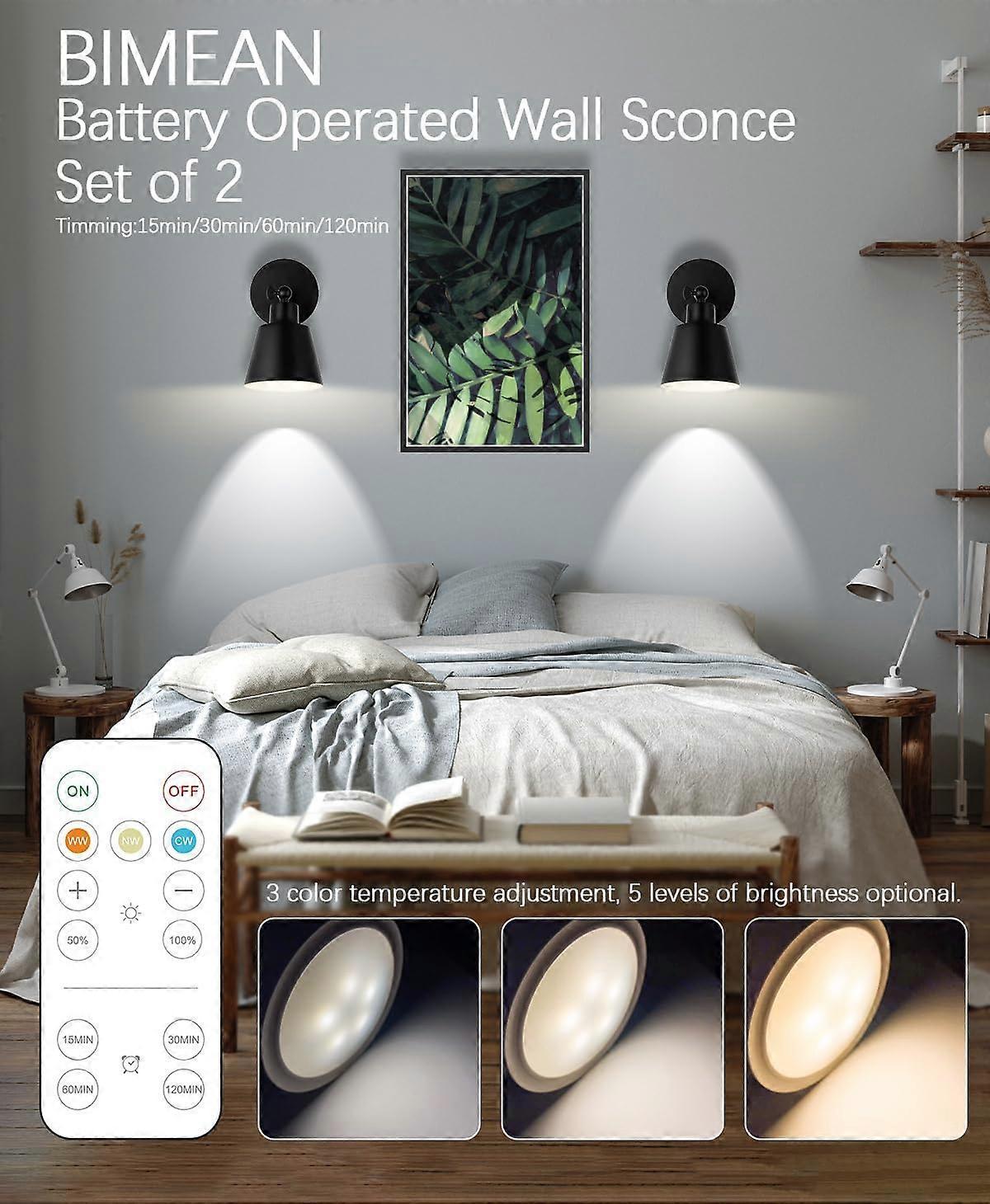 Battery Operated Wall Sconce Set of 2, Wireless LED Light with Remote, Dimmable V1263-JX-5784