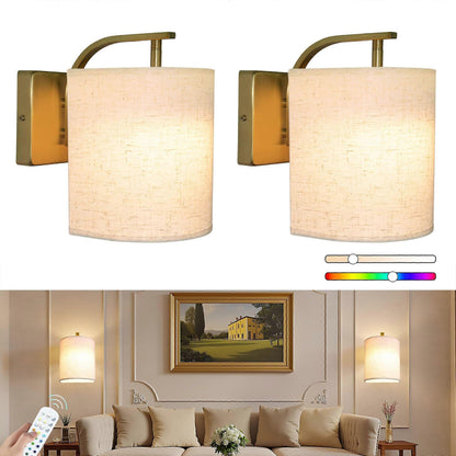 Battery Operated Wall Sconces Set of 2, Rechargeable LED Lights, Remote, 12 RGB Colors, Gold V1263-JX-5785