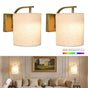 Battery Operated Wall Sconces Set of 2, Rechargeable LED Lights, Remote, 12 RGB Colors, Gold V1263-JX-5785