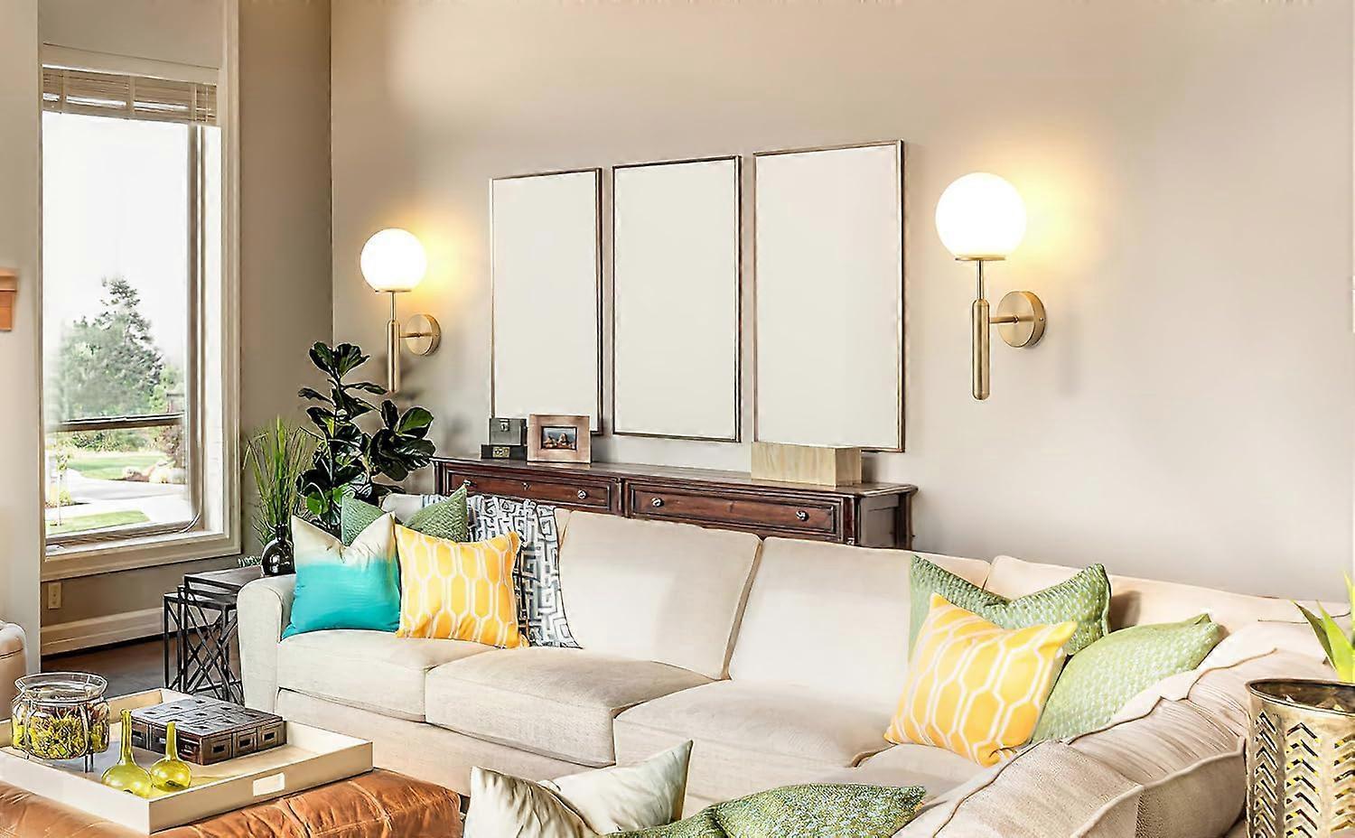 Battery Operated Wall Sconce Set of 2, Wireless Remote Dimmable LED, Gold Fabric Shade V1263-JX-5786