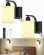 Battery Operated Wall Sconces Set of 2, Rechargeable LED, Touch & Remote Control, Black V1263-JX-5790
