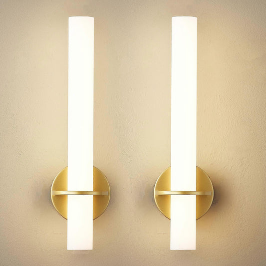 Gold Battery Operated Wall Sconce Set of 2, Rechargeable Wireless LED, Remote, Dimmable 3000K-6000K V1263-JX-5795