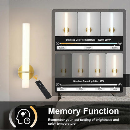 Gold Battery Operated Wall Sconce Set of 2, Rechargeable Wireless LED, Remote, Dimmable 3000K-6000K V1263-JX-5795
