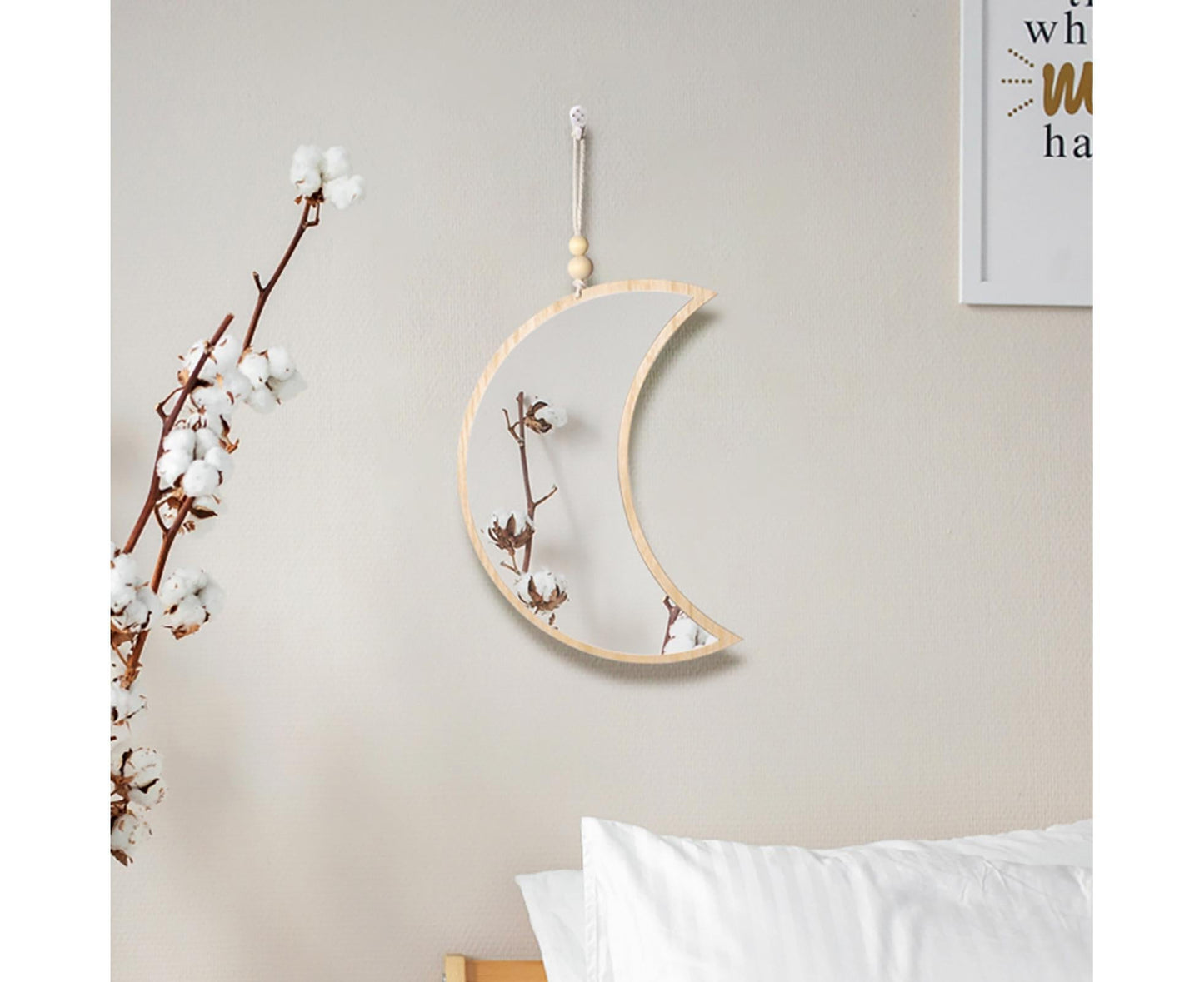 Moon Shape Mirror Decor for Bedroom-Natural V1263-JX-580