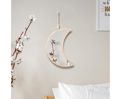 Moon Shape Mirror Decor for Bedroom-Natural V1263-JX-580
