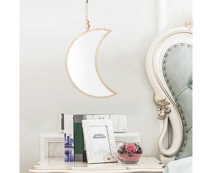 Moon Shape Mirror Decor for Bedroom-Natural V1263-JX-580