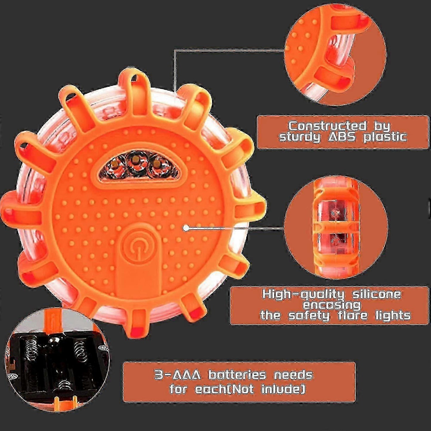 Roadside Emergency LED Flare Lights 4 Pack, Flashing Beacon Disc Warning Kit V1263-JX-5800