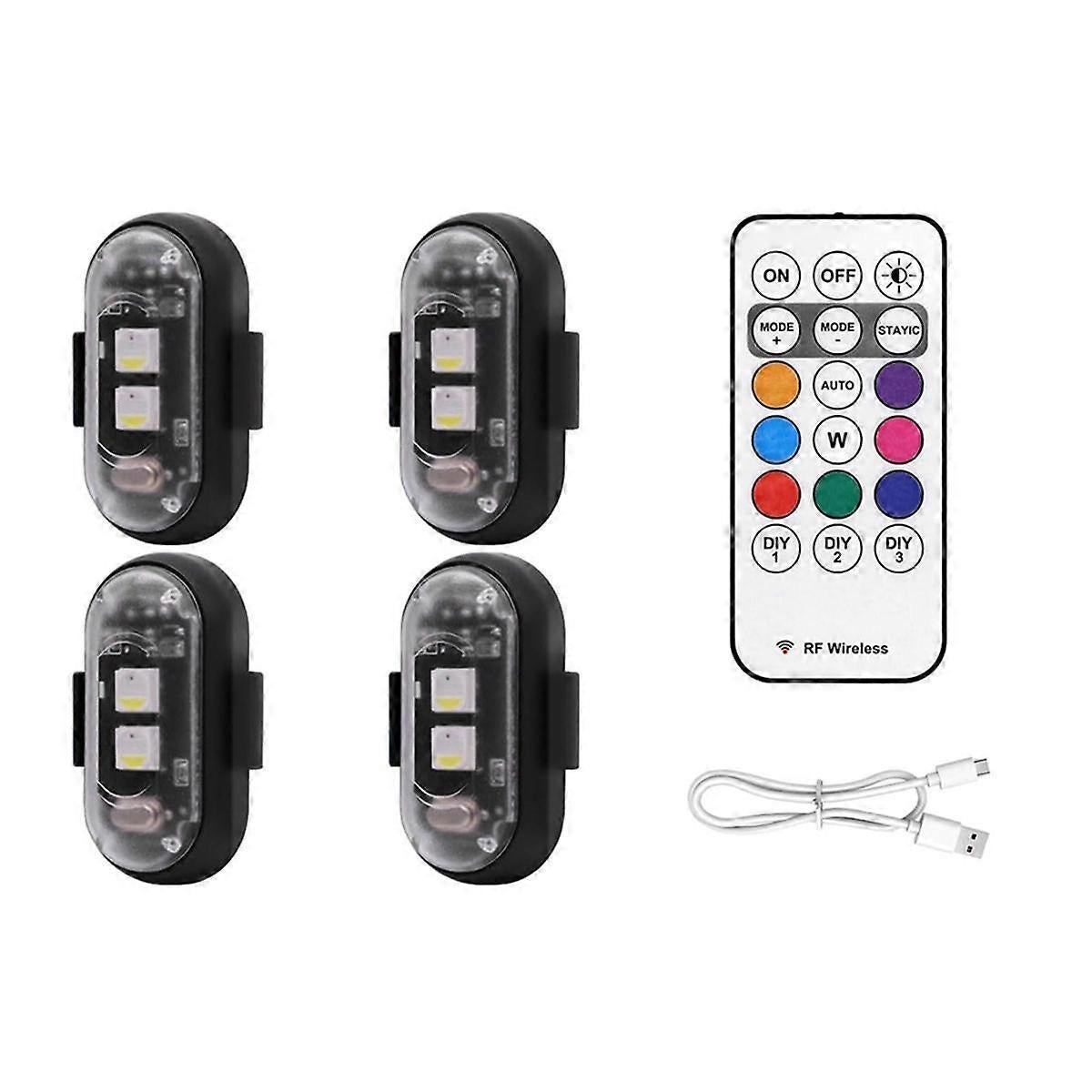 Wireless LED Strobe Lights 4PCS with Remote, 8 Colors USB Rechargeable Waterproof V1263-JX-5801