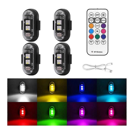 Wireless LED Strobe Lights 4PCS with Remote, 8 Colors USB Rechargeable Waterproof V1263-JX-5801