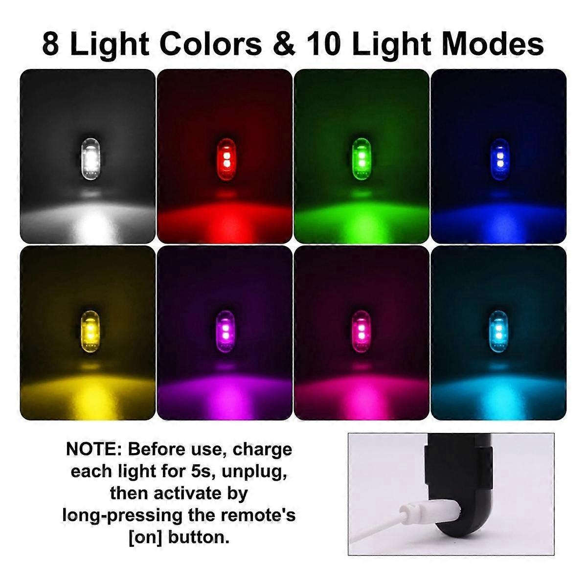 Wireless LED Strobe Lights 4PCS with Remote, 8 Colors USB Rechargeable Waterproof V1263-JX-5801