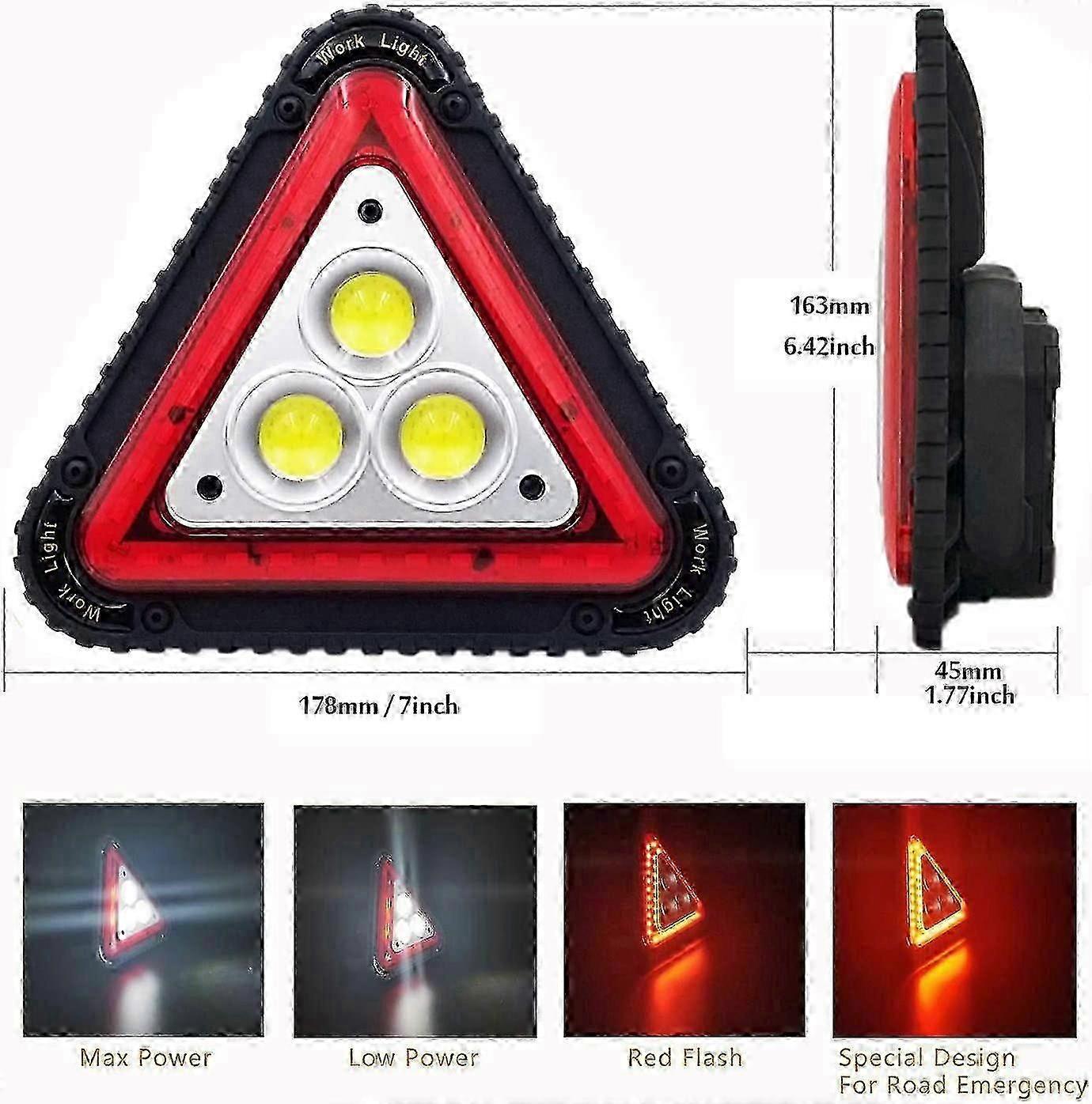 LED Emergency Warning Triangle, Portable USB Rechargeable 4 Light Modes V1263-JX-5808