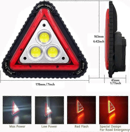 LED Emergency Warning Triangle, Portable USB Rechargeable 4 Light Modes V1263-JX-5808