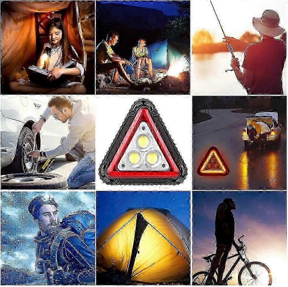 LED Emergency Warning Triangle, Portable USB Rechargeable 4 Light Modes V1263-JX-5808