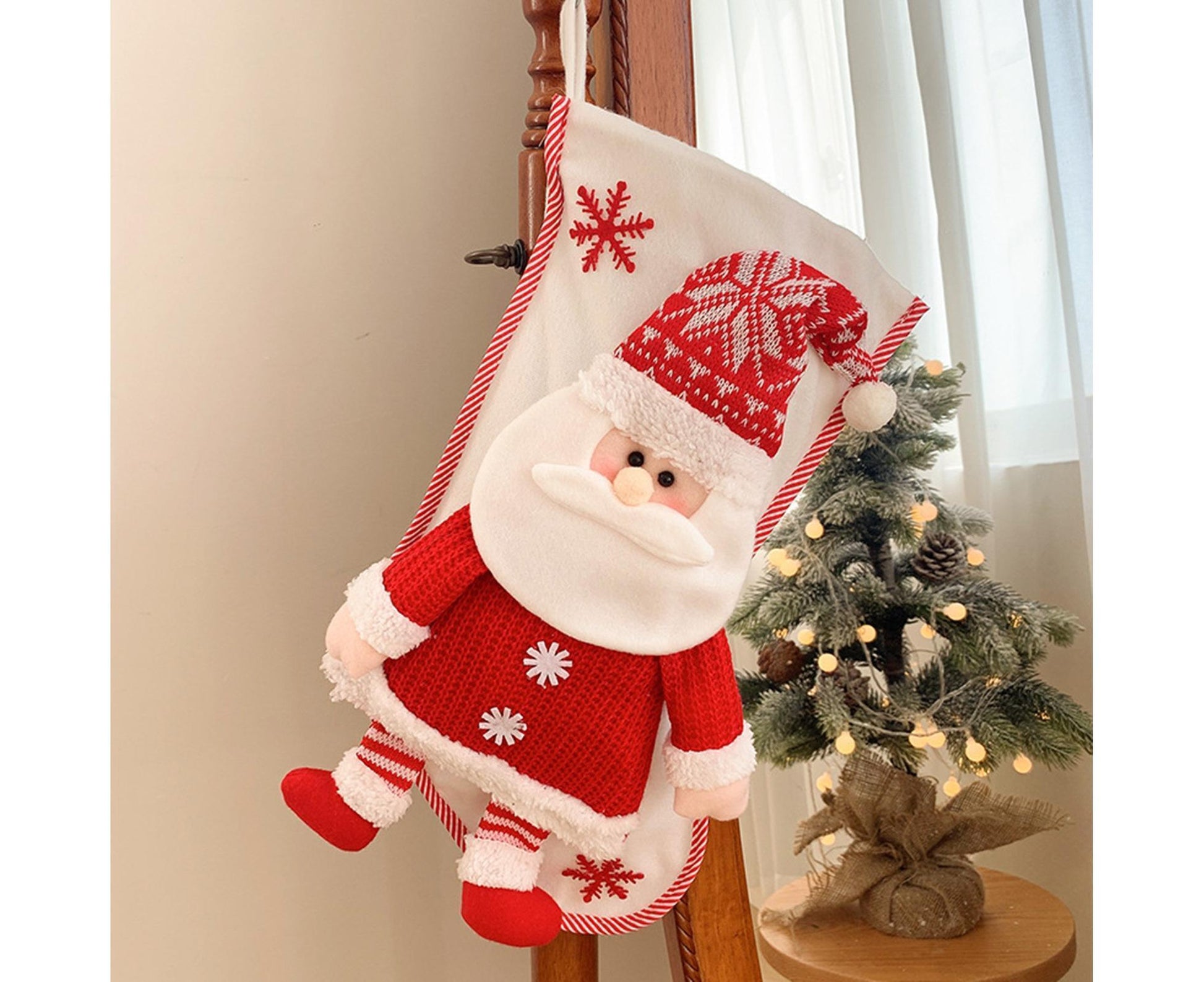 Large Capacity Xmas Stocking-White V1263-JX-581
