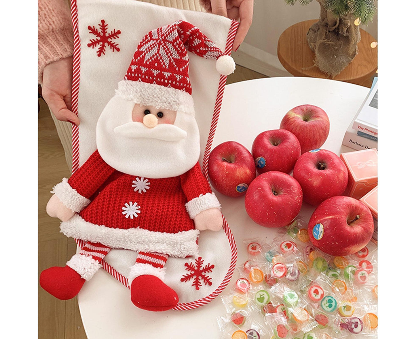 Large Capacity Xmas Stocking-White V1263-JX-581