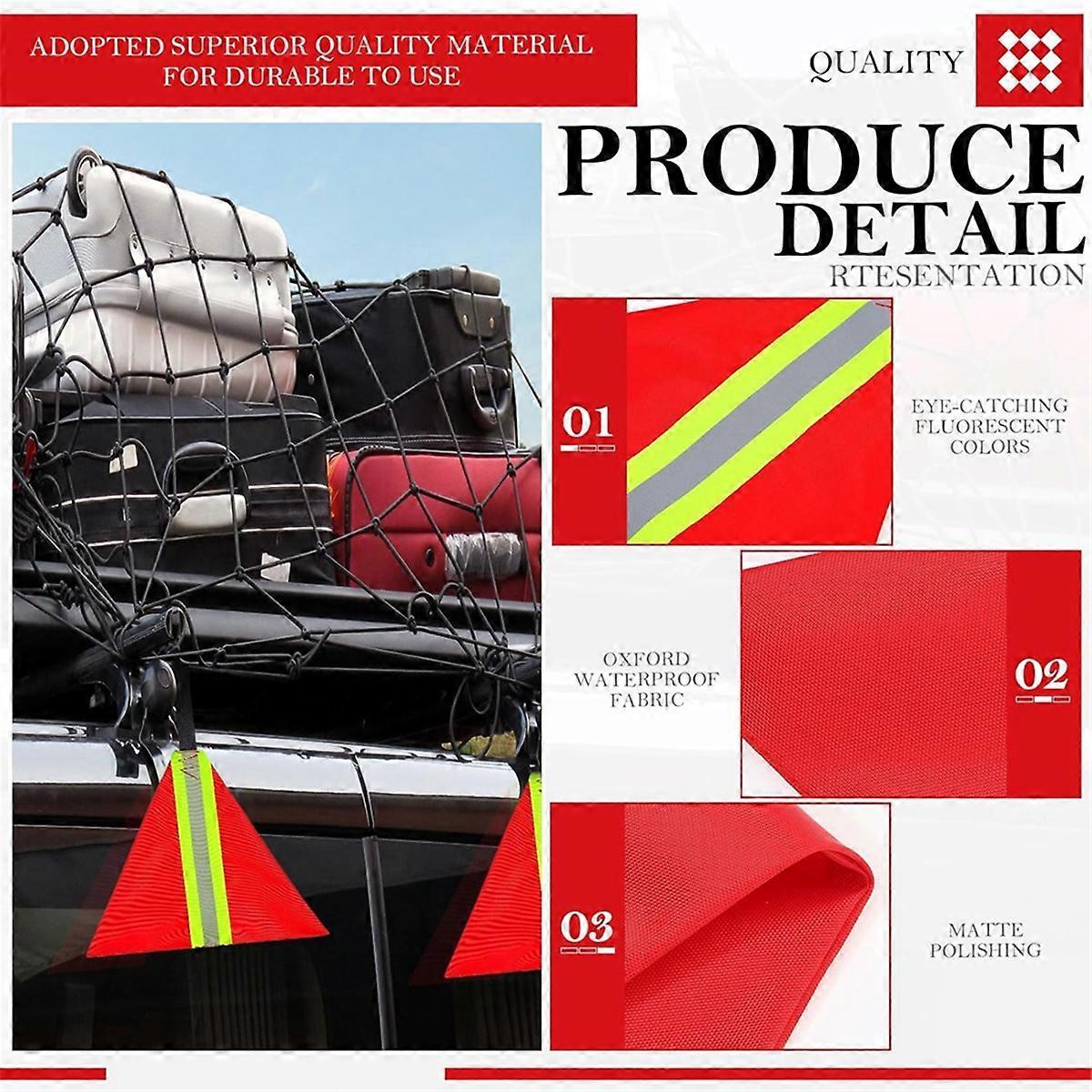 Security Tow Flag 4PCS, Red Reflective Warning Flags for Truck Trailer Loads V1263-JX-5810