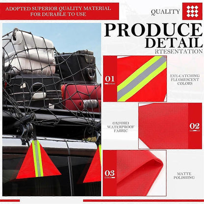 Security Tow Flag 4PCS, Red Reflective Warning Flags for Truck Trailer Loads V1263-JX-5810