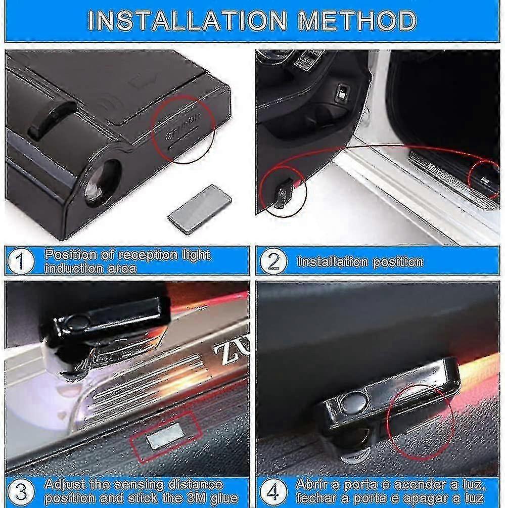 Wireless Car Door LED Logo Projector Lights 2PCS, Universal Courtesy Door Lamp V1263-JX-5811