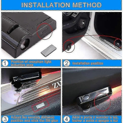 Wireless Car Door LED Logo Projector Lights 2PCS, Universal Courtesy Door Lamp V1263-JX-5811