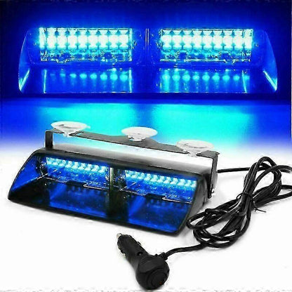 Blue LED Strobe Warning Light, 16 LED Waterproof 12V-24V Emergency Flash Lamp V1263-JX-5816