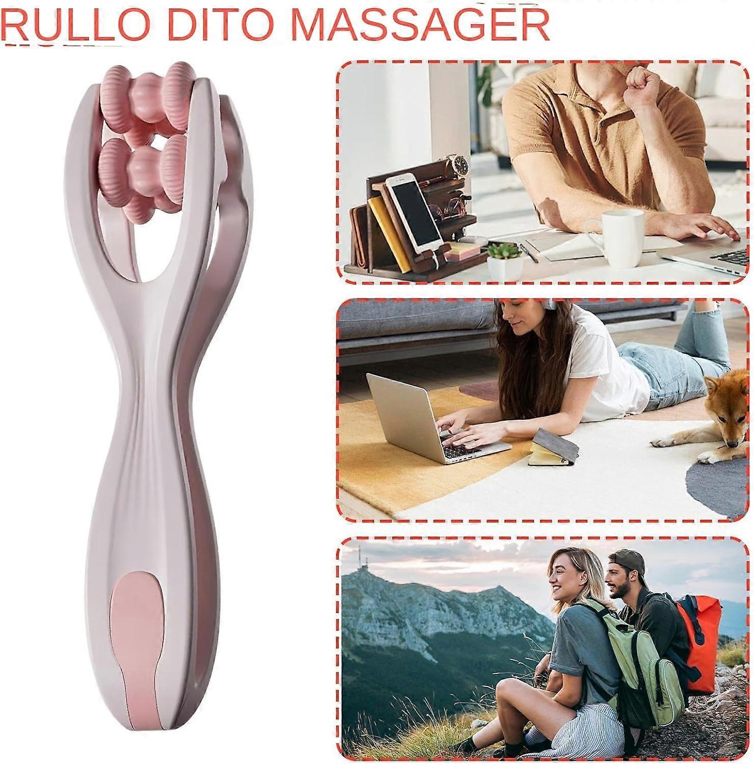 Hand Massage Roller Double Ball Design, Pink Hand Massager Tool V1263-JX-5820