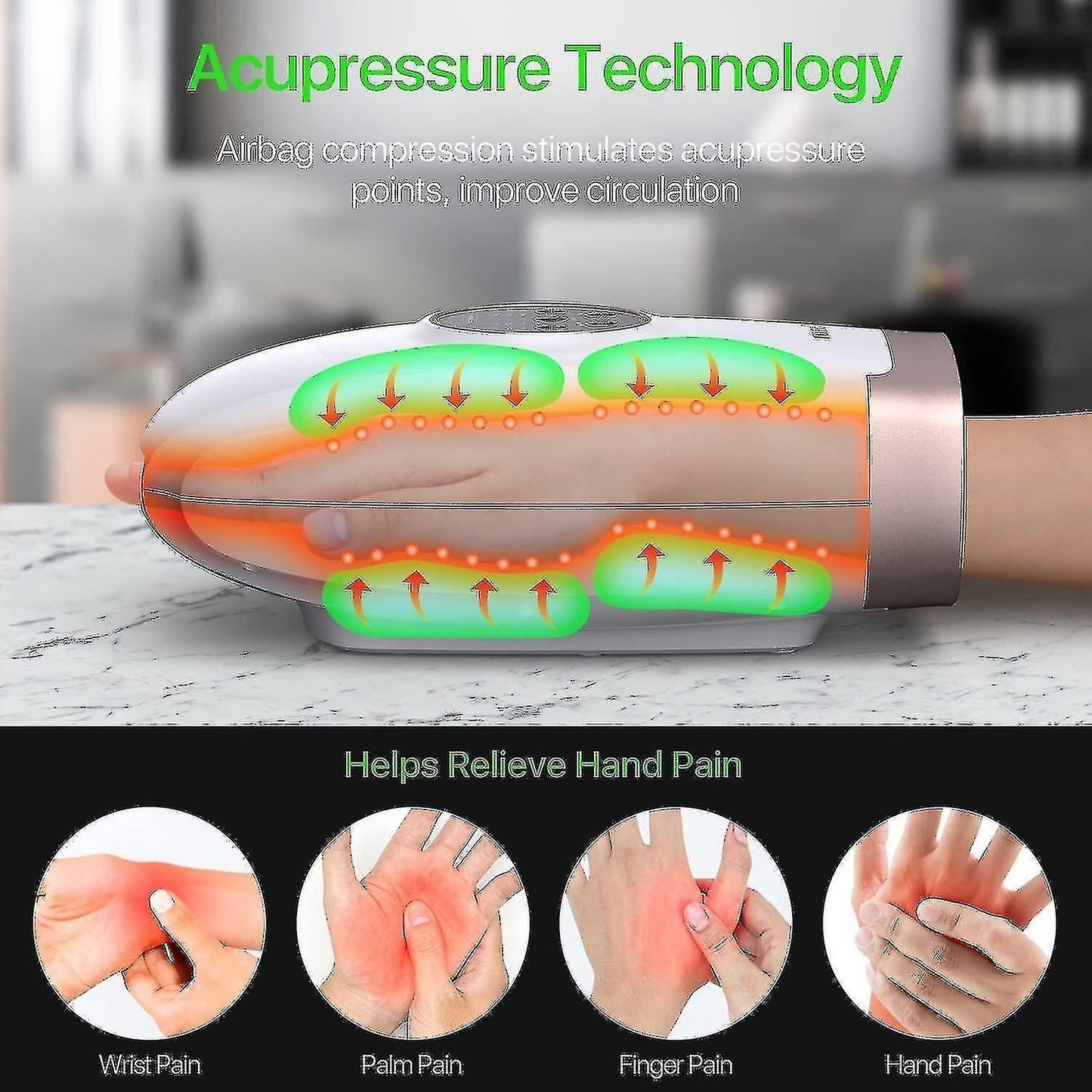 Cordless Hand Massager for Arthritis & Carpal Tunnel with Heat V1263-JX-5821