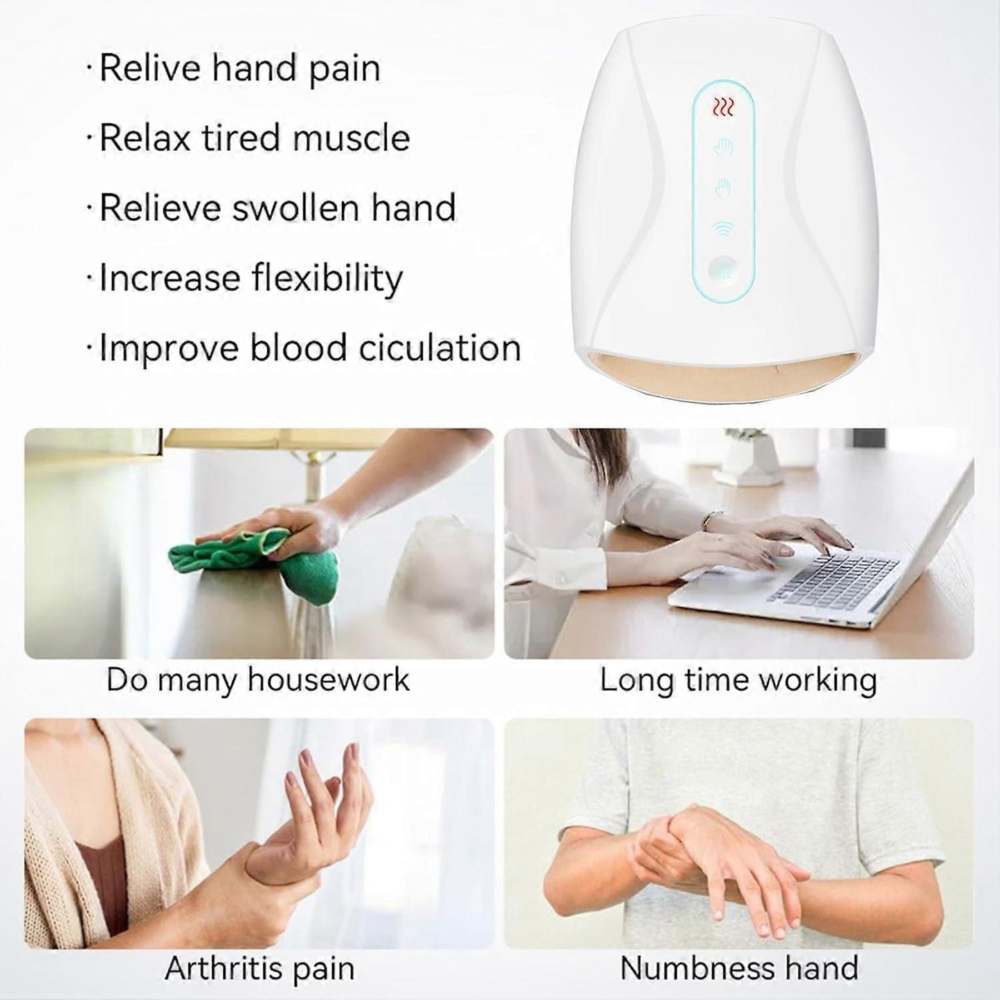 Hand Massager with Heat & Compression, Home Hand Therapy Device V1263-JX-5825