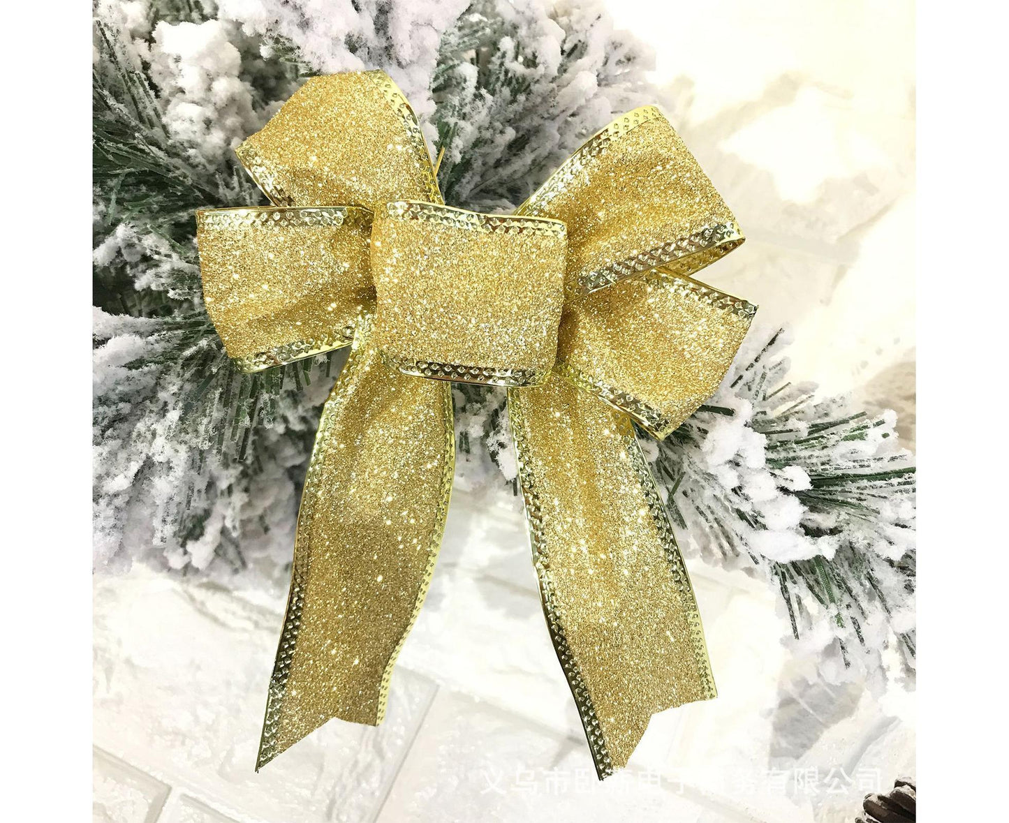 10Pcs Christmas Bows Party Supplies-Golden V1263-JX-583