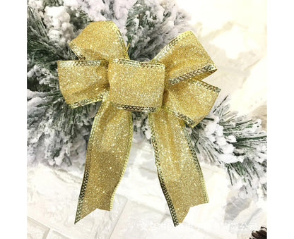 10Pcs Christmas Bows Party Supplies-Golden V1263-JX-583