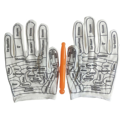 Reflexology Hand Massage Gloves Set with Acupressure Wand V1263-JX-5847