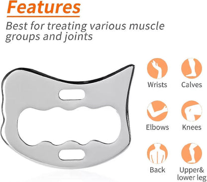 Stainless Steel Guasha Board Massage Stone, Body IASTM Therapy Tool for Soft Tissue & Physiotherapy V1263-JX-5853
