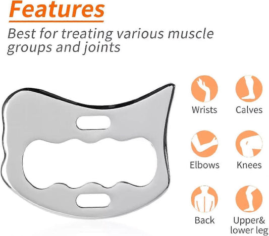 Stainless Steel Guasha Board Massage Stone, Body IASTM Therapy Tool for Soft Tissue & Physiotherapy V1263-JX-5853