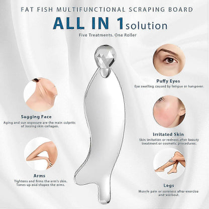 Portable 3D Alloy Fish-Shaped Roller Guasha Tool, Body Massage Device - M V1263-JX-5855