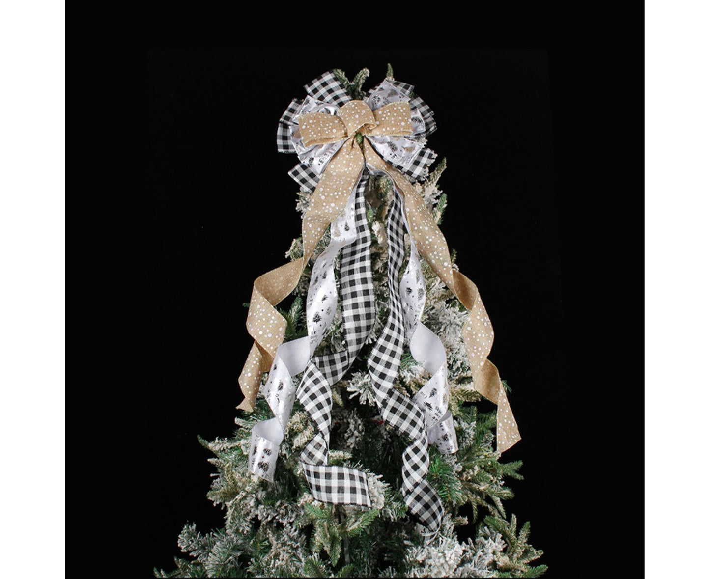 Tree Ribbon Bow Pendant for Christmas-Golden V1263-JX-586